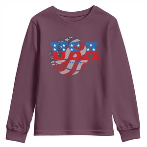 Basketball Youth Sweatshirt USA Patriotic American Flag Stars and Stripes Team Sport Fan TS02 Maroon Print Your Wear