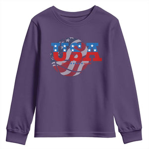 Basketball Youth Sweatshirt USA Patriotic American Flag Stars and Stripes Team Sport Fan TS02 Purple Print Your Wear