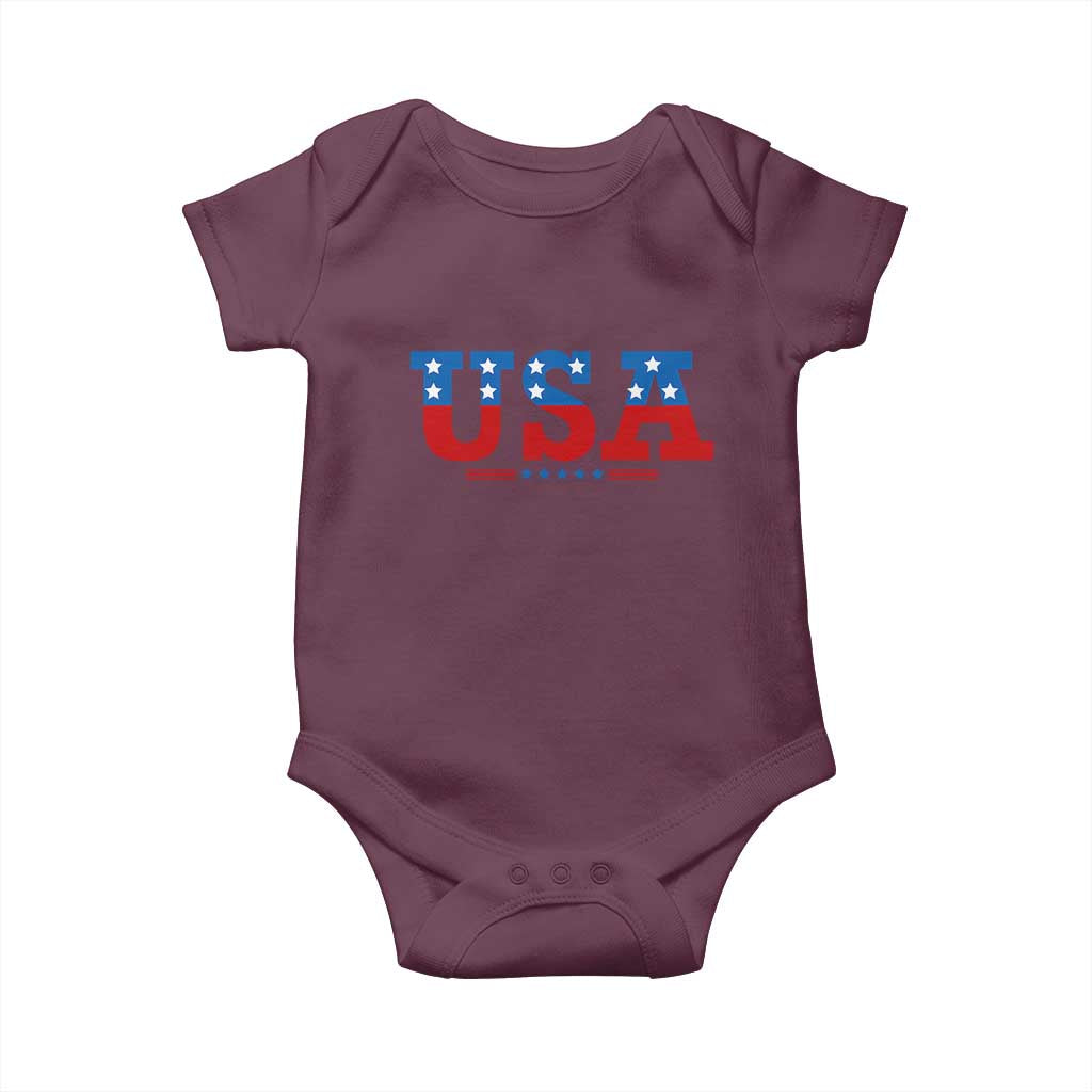 USA Patriotic Baby Onesie Red White Blue Stars TS02 Maroon Print Your Wear
