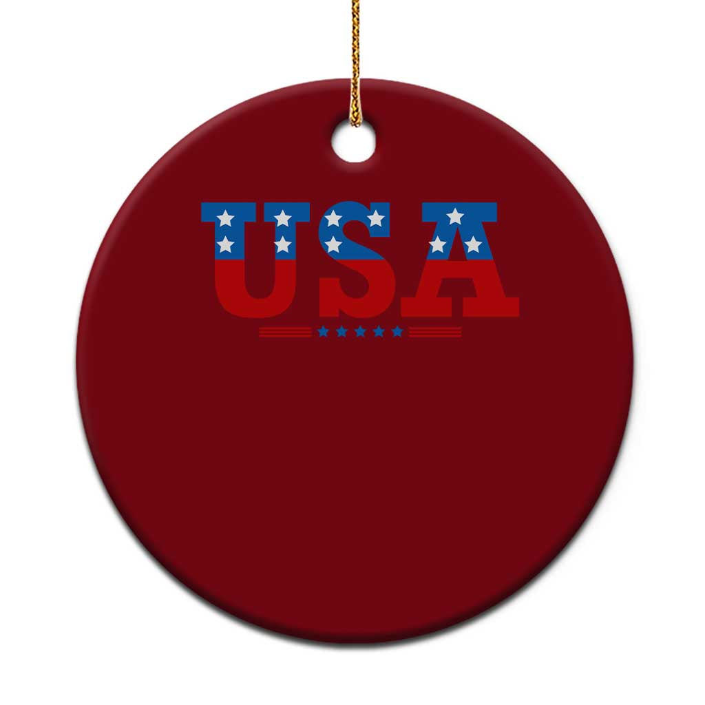 USA Patriotic Ceramic Ornament Red White Blue Stars TS02 1pc Red Print Your Wear