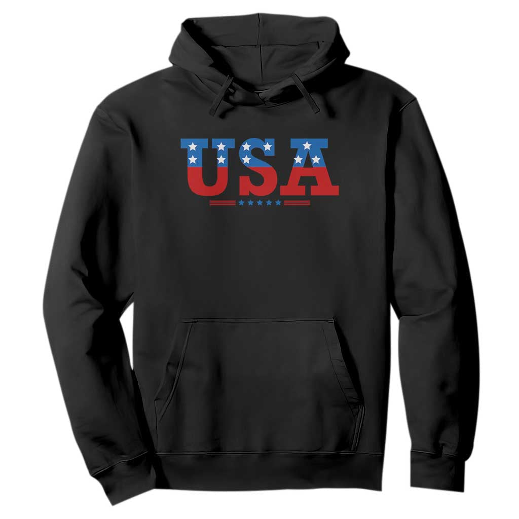 USA Patriotic Hoodie Red White Blue Stars TS02 Black Print Your Wear