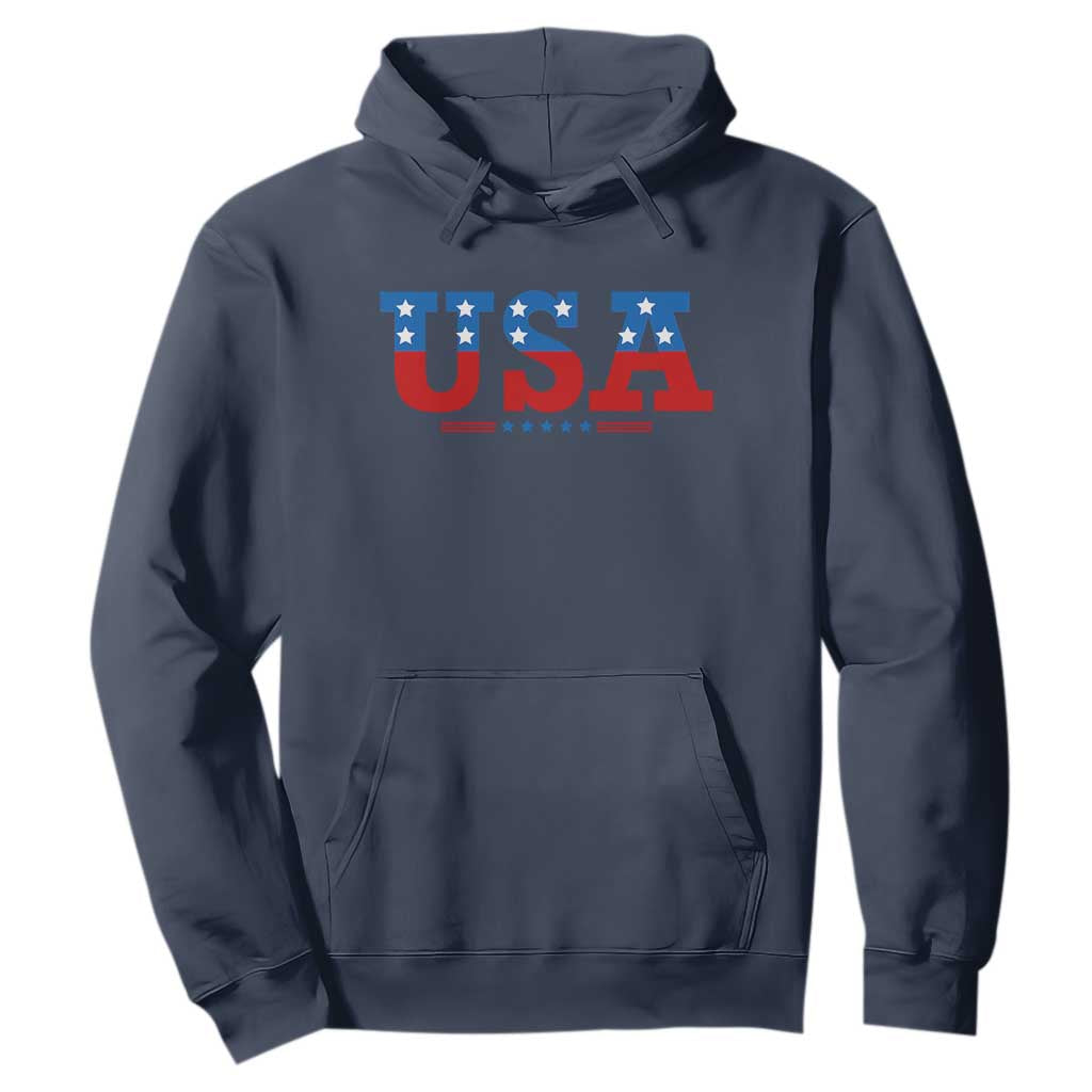 USA Patriotic Hoodie Red White Blue Stars TS02 Navy Print Your Wear