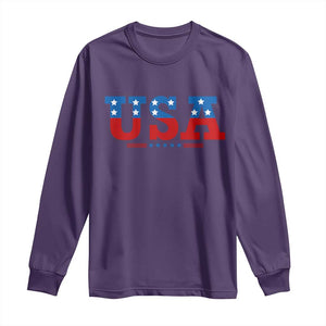 USA Patriotic Long Sleeve Shirt Red White Blue Stars TS02 Purple Print Your Wear