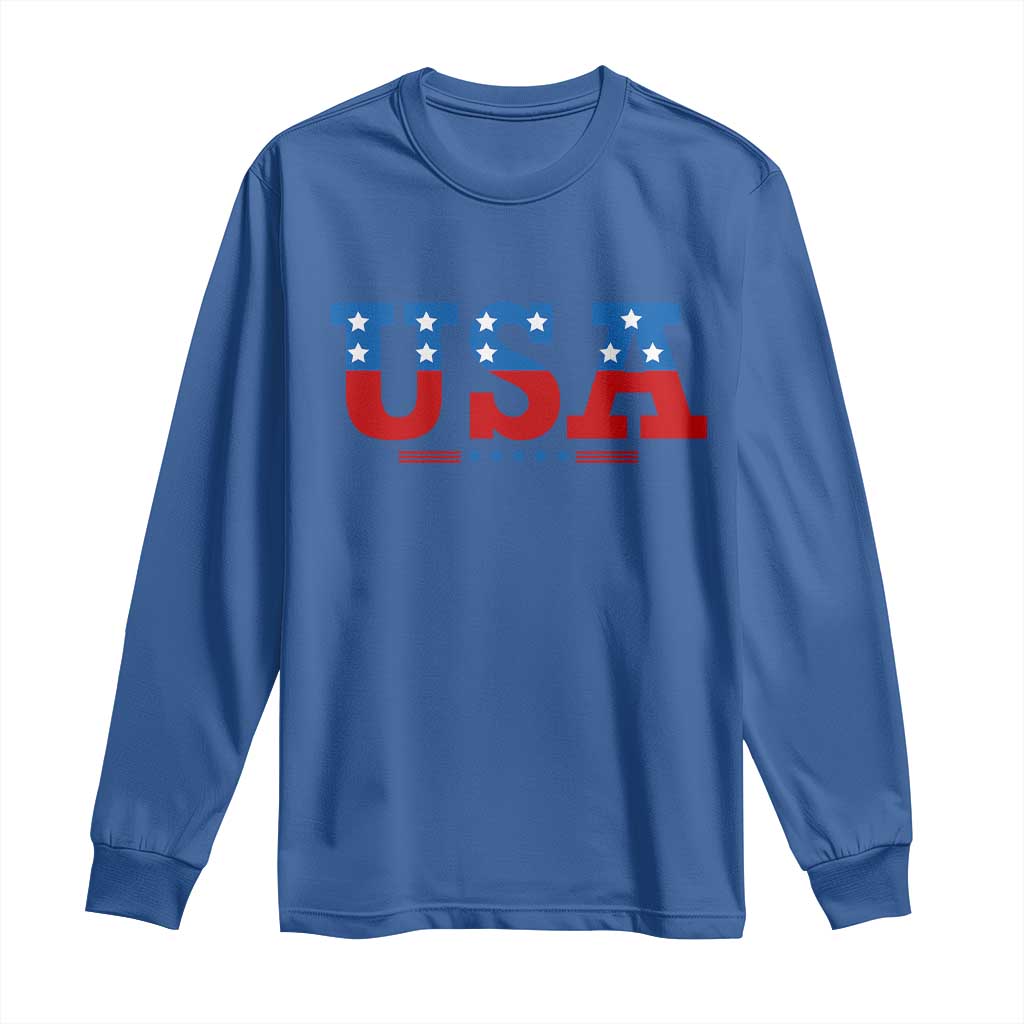 USA Patriotic Long Sleeve Shirt Red White Blue Stars TS02 Royal Blue Print Your Wear