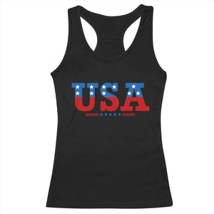 USA Patriotic Racerback Tank Top Red White Blue Stars TS02 Black Print Your Wear