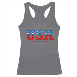 USA Patriotic Racerback Tank Top Red White Blue Stars TS02 Charcoal Print Your Wear