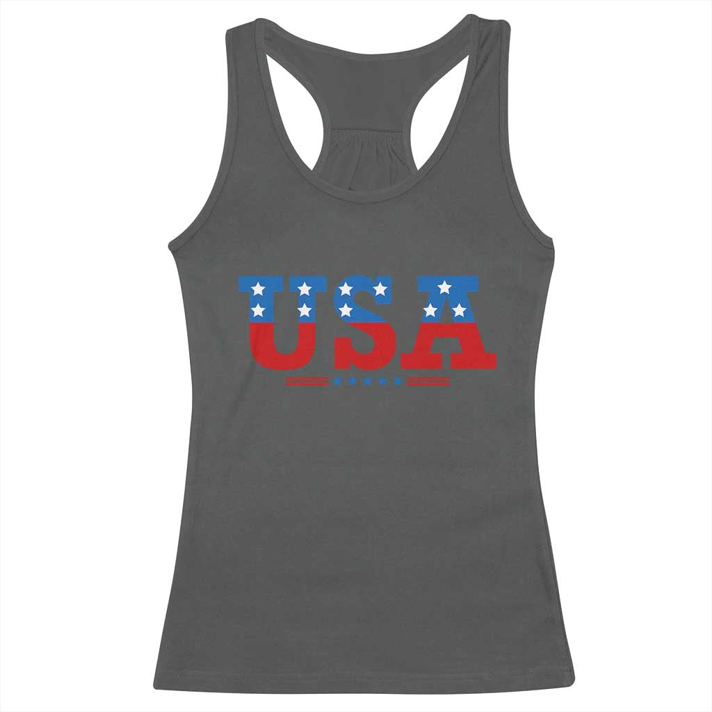USA Patriotic Racerback Tank Top Red White Blue Stars TS02 Dark Heather Print Your Wear