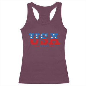USA Patriotic Racerback Tank Top Red White Blue Stars TS02 Maroon Print Your Wear