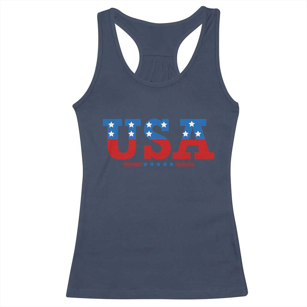 USA Patriotic Racerback Tank Top Red White Blue Stars TS02 Navy Print Your Wear