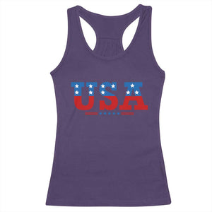 USA Patriotic Racerback Tank Top Red White Blue Stars TS02 Purple Print Your Wear