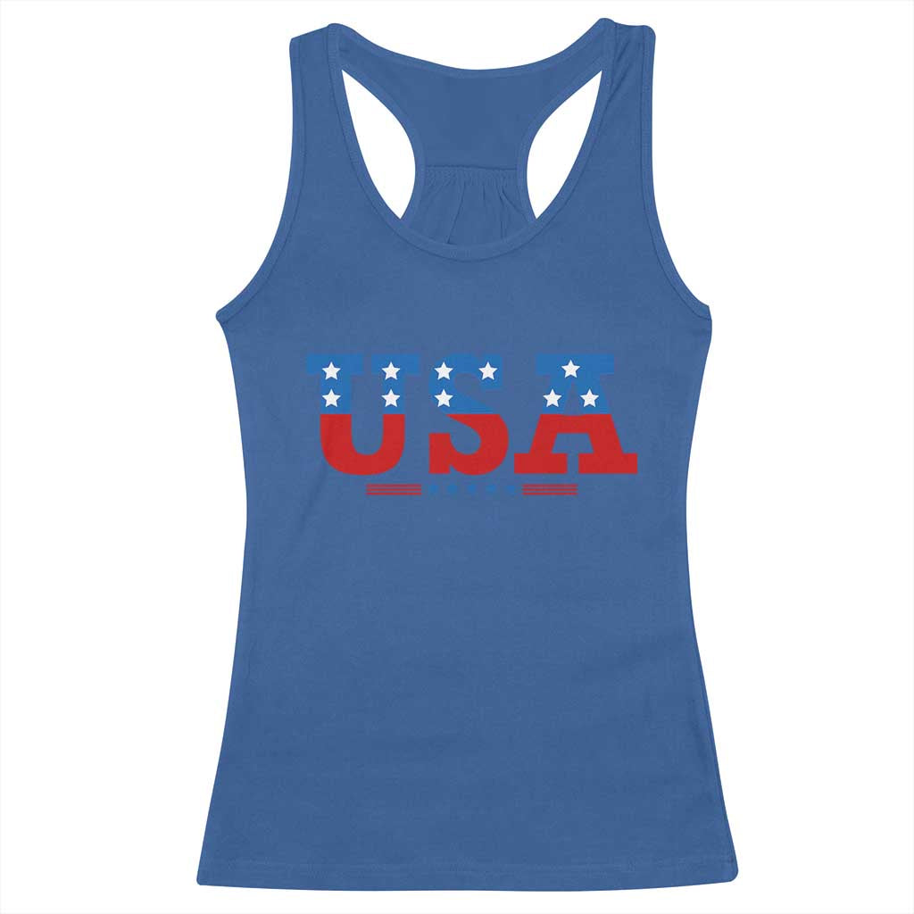 USA Patriotic Racerback Tank Top Red White Blue Stars TS02 Royal Blue Print Your Wear