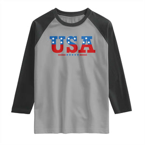 USA Patriotic Raglan Shirt Red White Blue Stars TS02 Sport Gray Black Print Your Wear