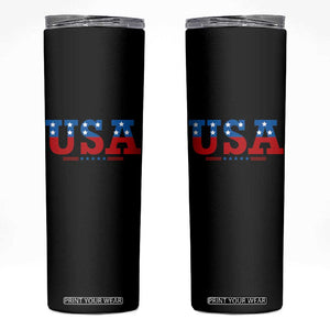 USA Patriotic Skinny Tumbler Red White Blue Stars TS02 Black Print Your Wear