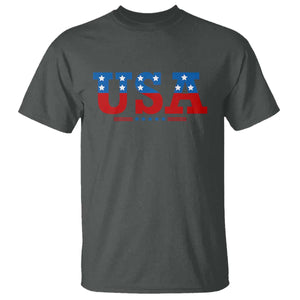USA Patriotic T Shirt Red White Blue Stars TS02 Dark Heather Print Your Wear