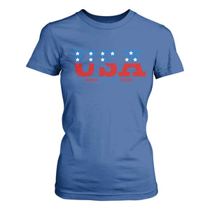 USA Patriotic T Shirt For Women Red White Blue Stars TS02 Royal Blue Print Your Wear