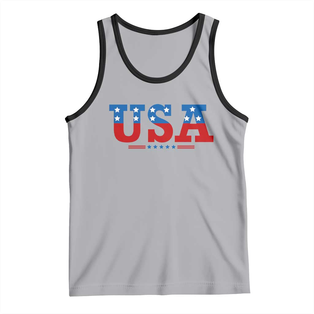 USA Patriotic Tank Top Red White Blue Stars TS02 Athletic Heather Black Print Your Wear