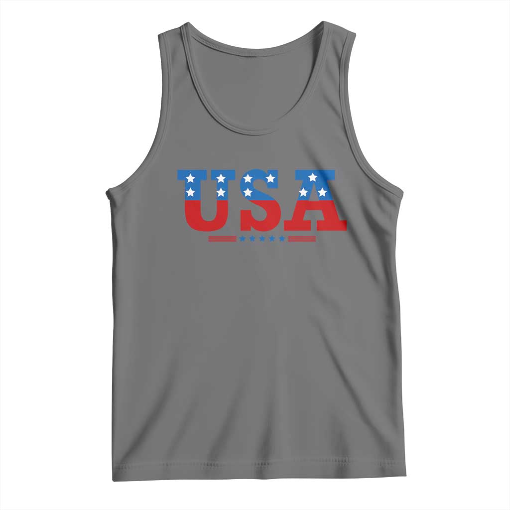 USA Patriotic Tank Top Red White Blue Stars TS02 Black Heather Print Your Wear