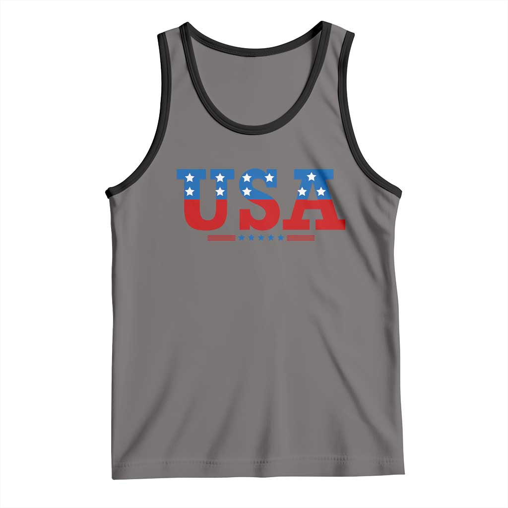 USA Patriotic Tank Top Red White Blue Stars TS02 Deep Heather Black Print Your Wear