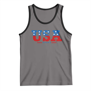 USA Patriotic Tank Top Red White Blue Stars TS02 Deep Heather Black Print Your Wear
