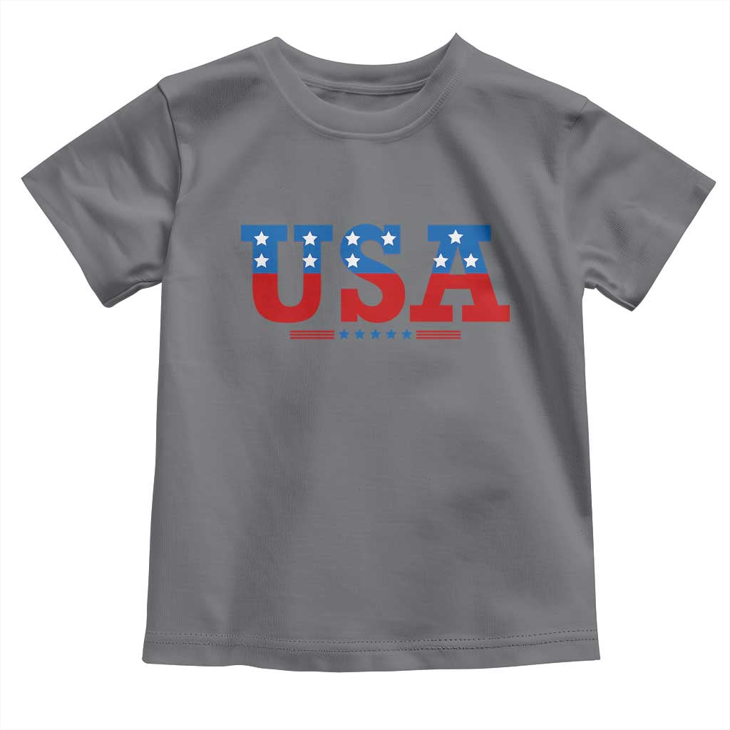 USA Patriotic Toddler T Shirt Red White Blue Stars TS02 Charcoal Print Your Wear