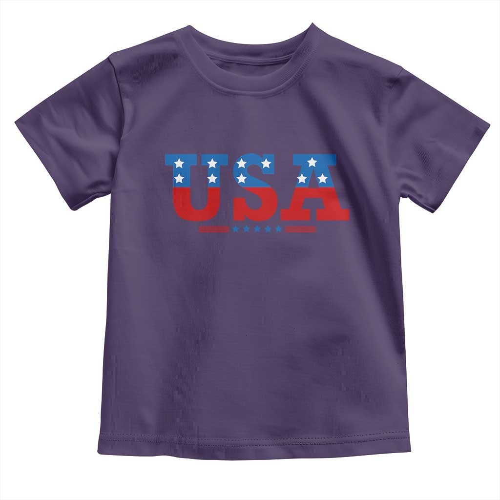 USA Patriotic Toddler T Shirt Red White Blue Stars TS02 Purple Print Your Wear