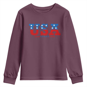 USA Patriotic Youth Sweatshirt Red White Blue Stars TS02 Maroon Print Your Wear