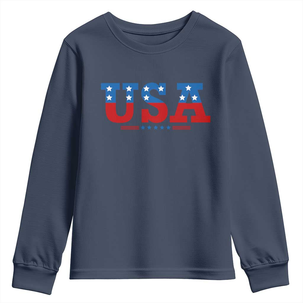 USA Patriotic Youth Sweatshirt Red White Blue Stars TS02 Navy Print Your Wear