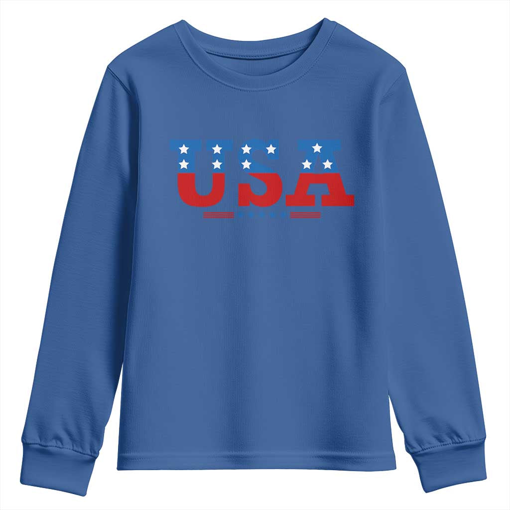 USA Patriotic Youth Sweatshirt Red White Blue Stars TS02 Royal Blue Print Your Wear