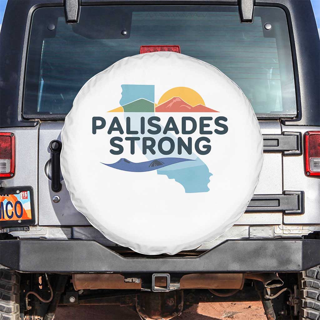 Palisades Strong Spare Tire Cover Support California LA Relief TS02 No hole White Print Your Wear
