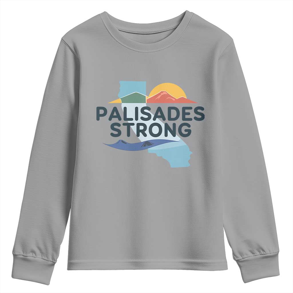 Palisades Strong Youth Sweatshirt Support California LA Relief TS02 Sport Gray Print Your Wear
