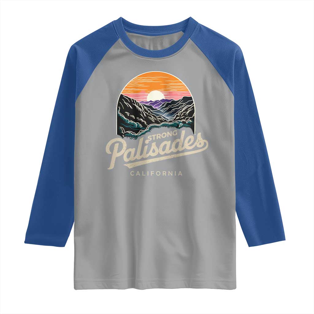 Palisades Strong Raglan Shirt Support California LA Relief Vintage TS02 Sport Gray Royal Print Your Wear