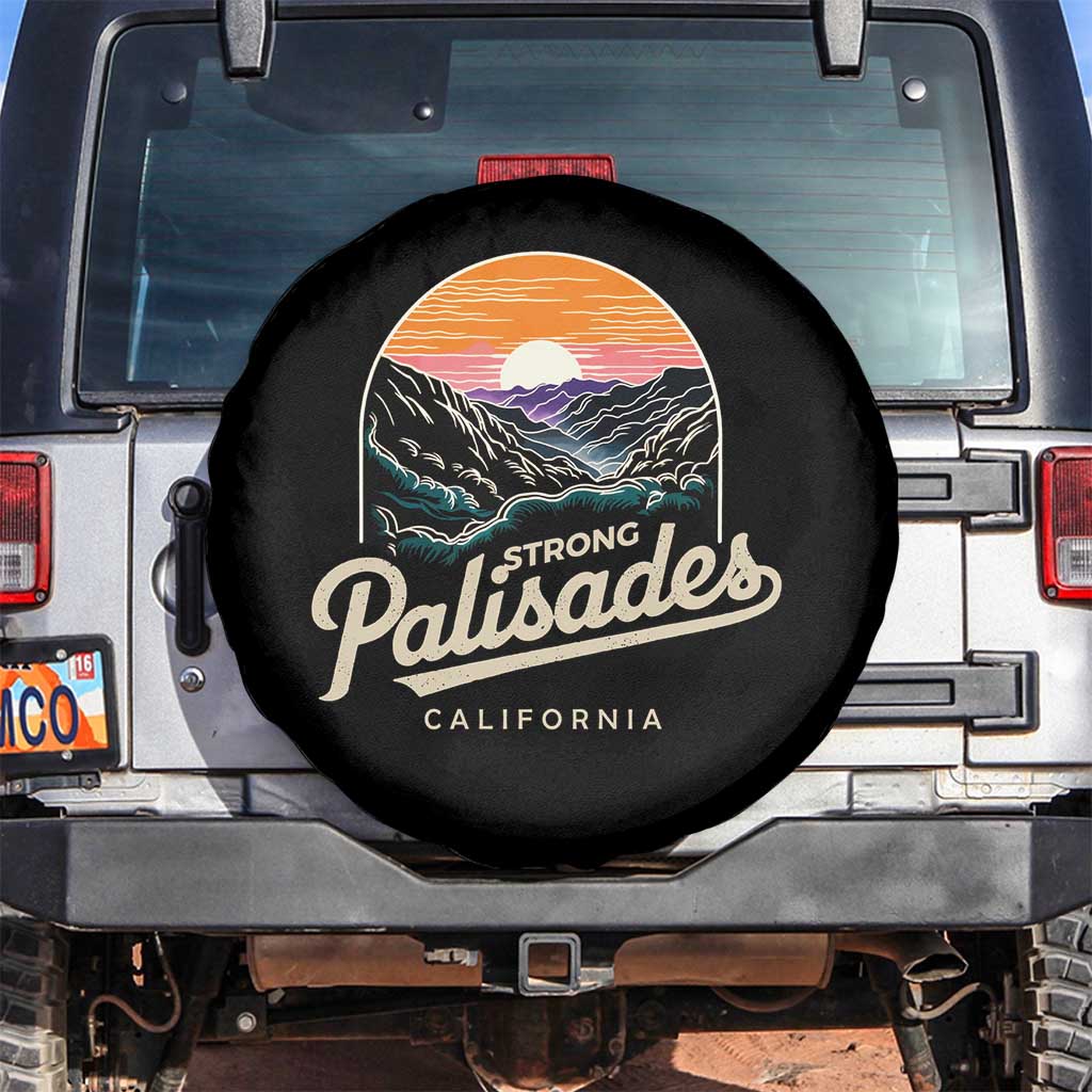 Palisades Strong Spare Tire Cover Support California LA Relief Vintage TS02 No hole Black Print Your Wear