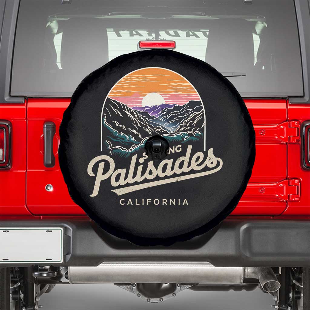 Palisades Strong Spare Tire Cover Support California LA Relief Vintage TS02 Black Print Your Wear
