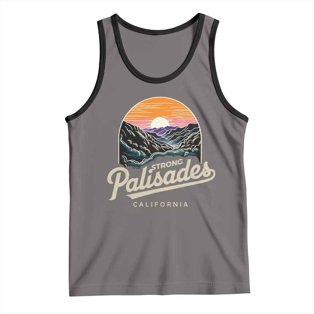 Palisades Strong Tank Top Support California LA Relief Vintage TS02 Deep Heather Black Print Your Wear