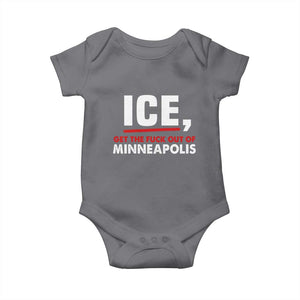 Ice Get The F Out of Minneapolis Baby Onesie Red and White Statement Justice and Resistance Protest TS02 Charcoal Print Your Wear