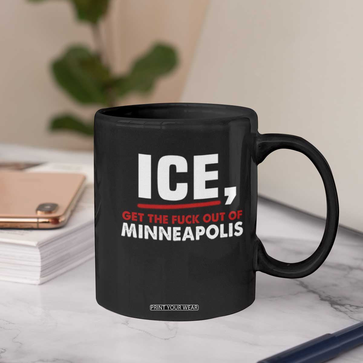 Ice Get The F Out of Minneapolis Coffee Mug Red and White Statement Justice and Resistance Protest TS02 Print Your Wear