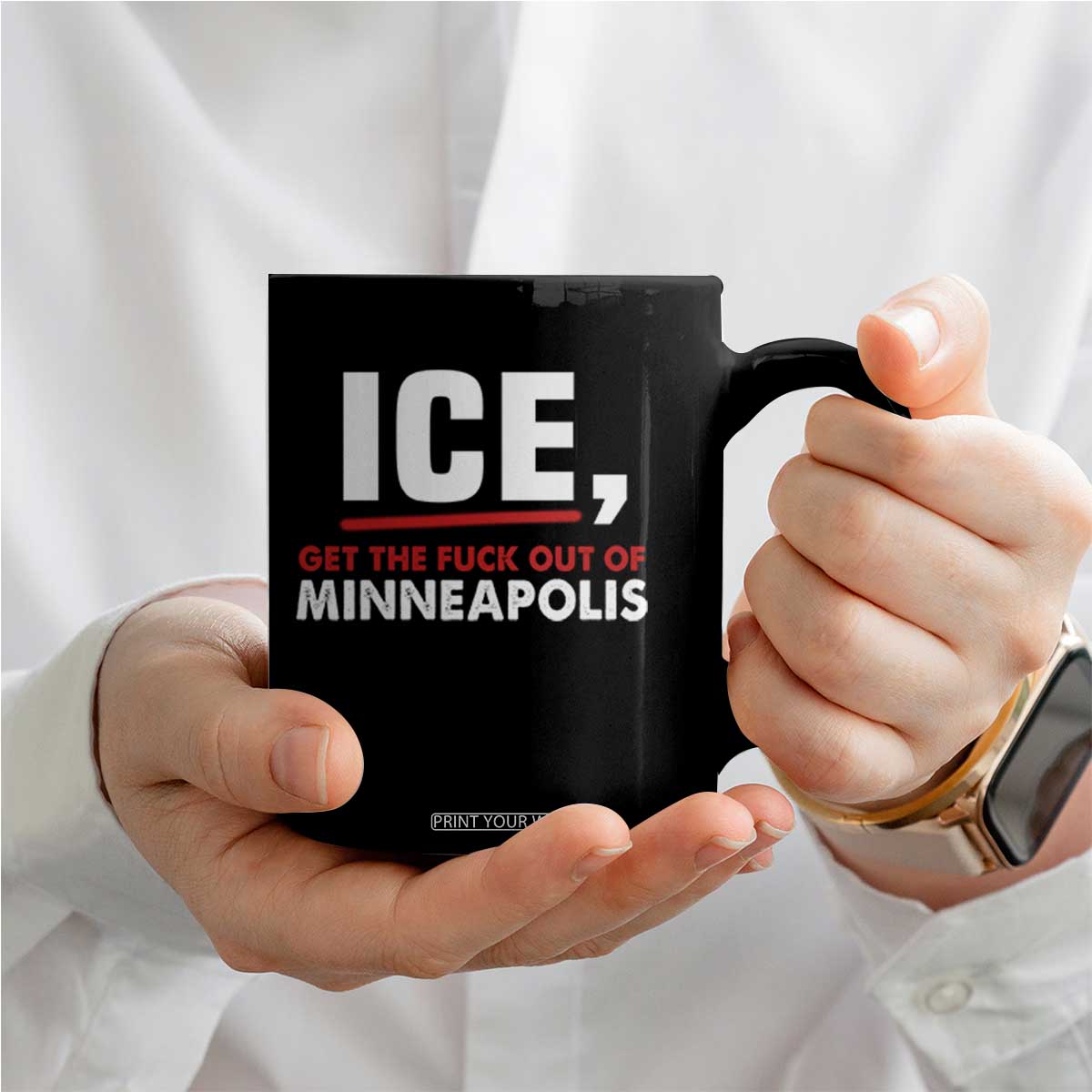 Ice Get The F Out of Minneapolis Coffee Mug Red and White Statement Justice and Resistance Protest TS02 Print Your Wear