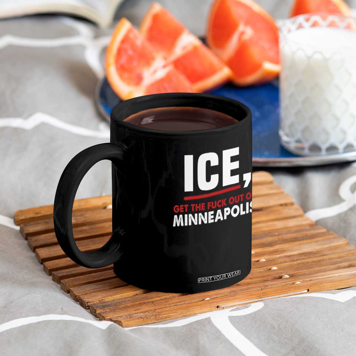 Ice Get The F Out of Minneapolis Coffee Mug Red and White Statement Justice and Resistance Protest TS02 Print Your Wear