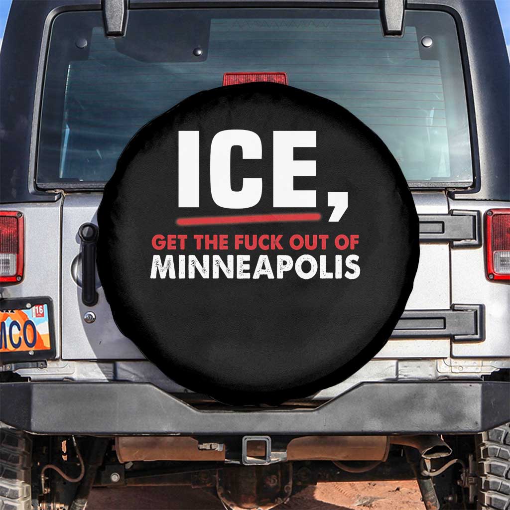 Ice Get The F Out of Minneapolis Spare Tire Cover Red and White Statement Justice and Resistance Protest TS02 No hole Black Print Your Wear