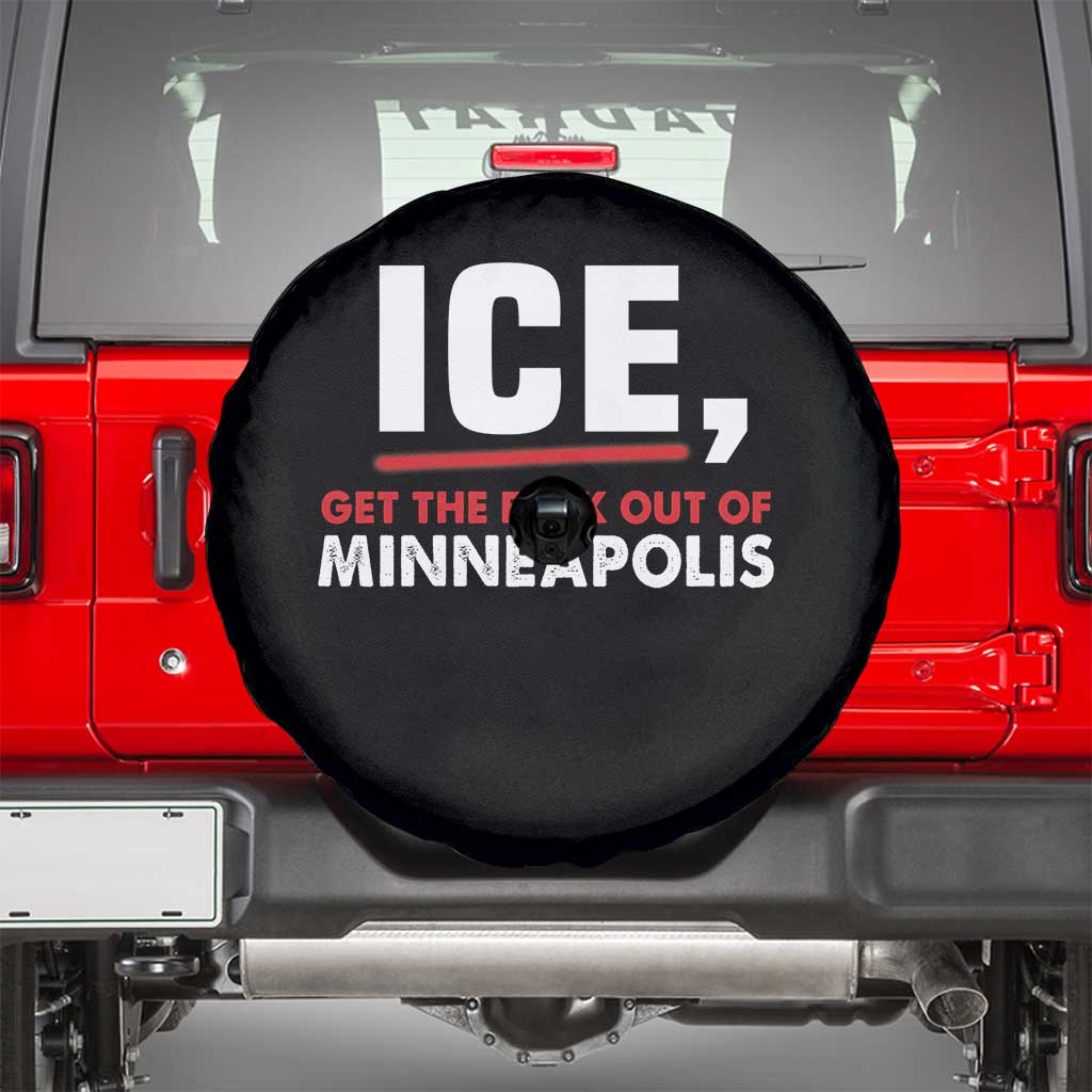 Ice Get The F Out of Minneapolis Spare Tire Cover Red and White Statement Justice and Resistance Protest TS02 Black Print Your Wear