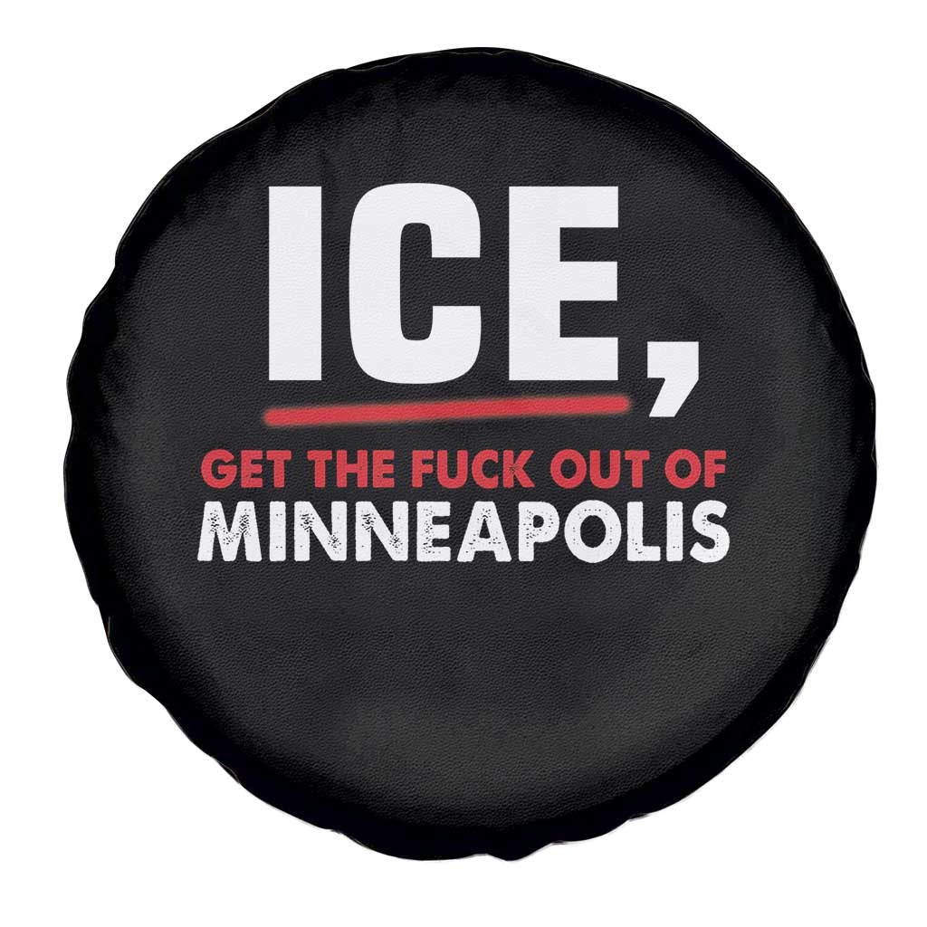Ice Get The F Out of Minneapolis Spare Tire Cover Red and White Statement Justice and Resistance Protest TS02 Print Your Wear