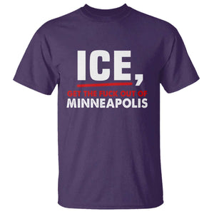 Ice Get The F Out of Minneapolis T Shirt Red and White Statement Justice and Resistance Protest TS02 Purple Print Your Wear