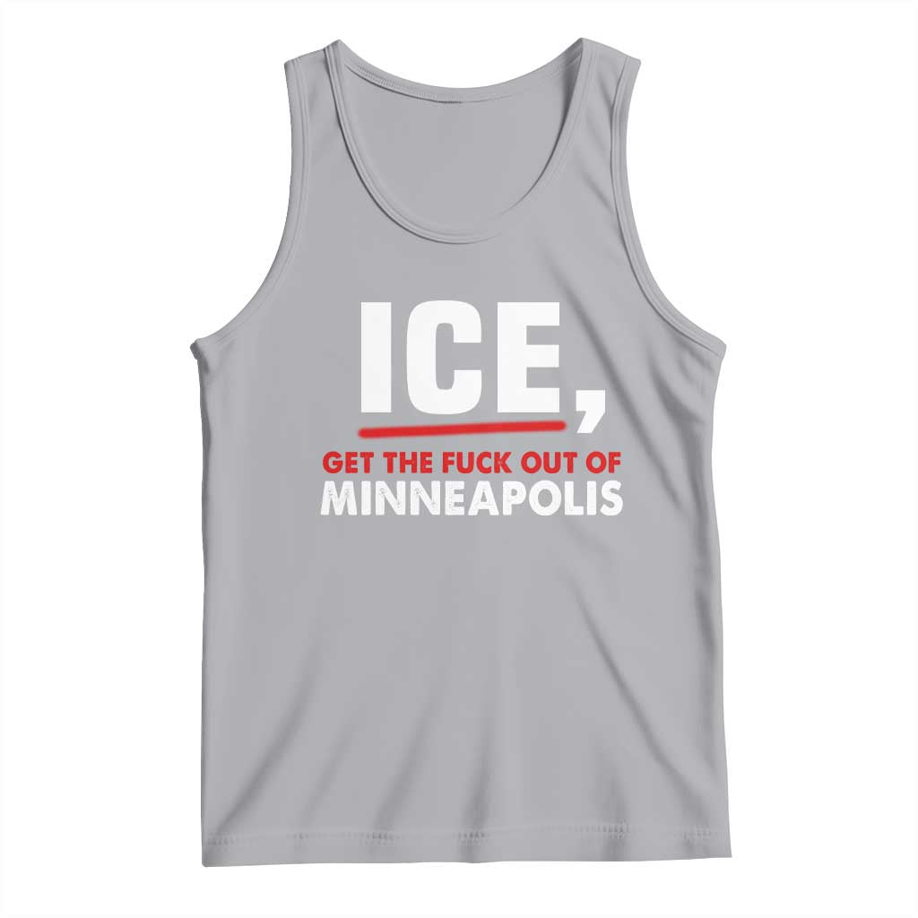 Ice Get The F Out of Minneapolis Tank Top Red and White Statement Justice and Resistance Protest TS02 Athletic Heather Print Your Wear