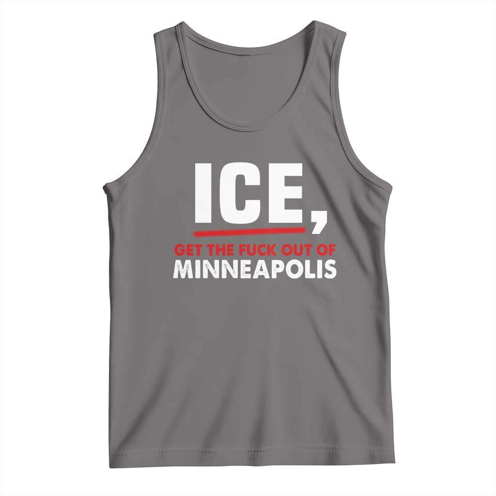 Ice Get The F Out of Minneapolis Tank Top Red and White Statement Justice and Resistance Protest TS02 Deep Heather Print Your Wear