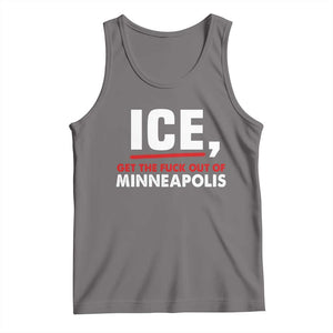 Ice Get The F Out of Minneapolis Tank Top Red and White Statement Justice and Resistance Protest TS02 Deep Heather Print Your Wear