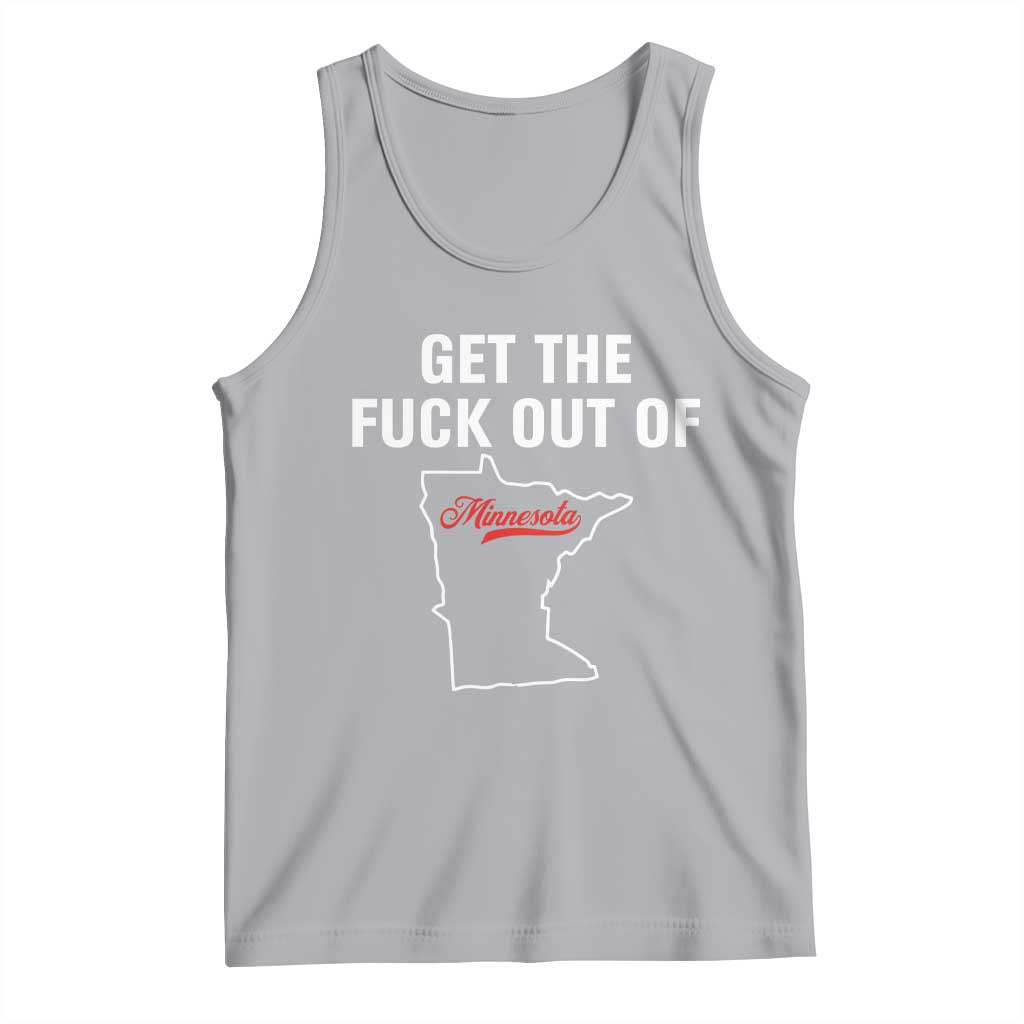 Get The F Out of Minnesota Protest Tank Top State Map Minneapolis Jan 8 2026 Justice Protest TS02 Athletic Heather Print Your Wear