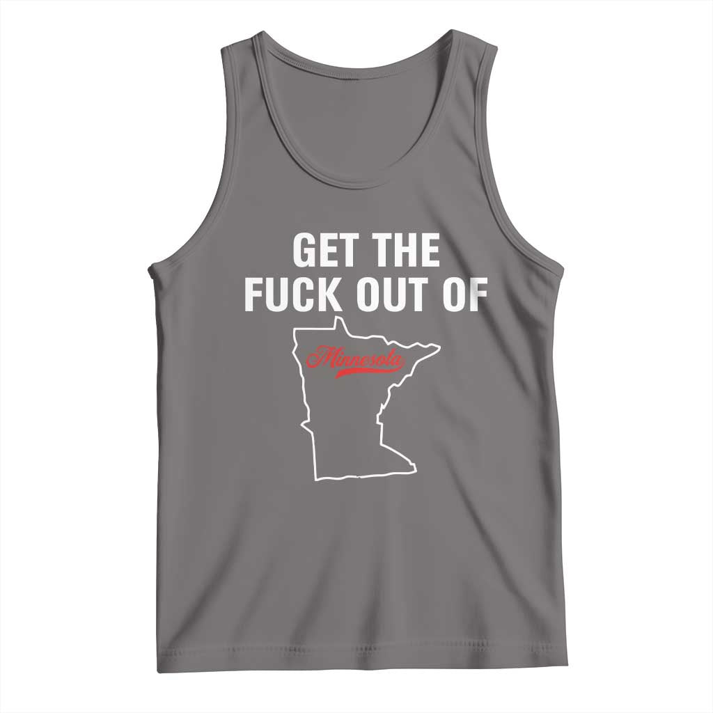 Get The F Out of Minnesota Protest Tank Top State Map Minneapolis Jan 8 2026 Justice Protest TS02 Deep Heather Print Your Wear