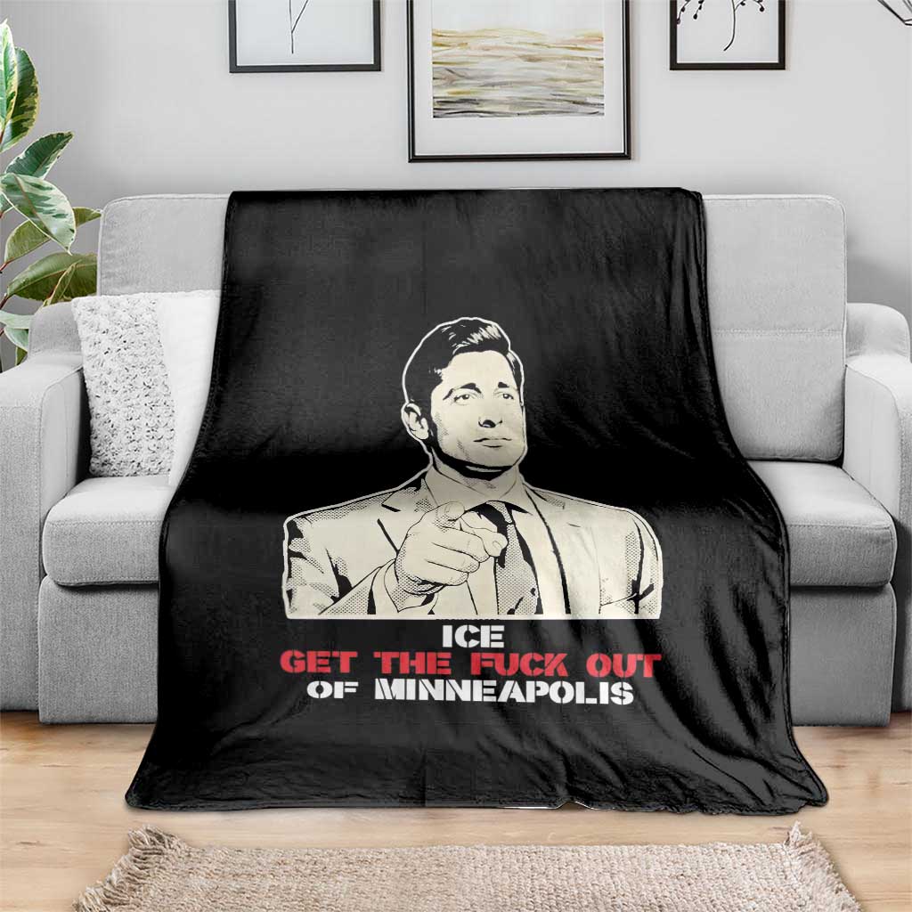 Get The F Out of Minneapolis Throw Blanket Mayor Jacob Saying Civil Resistance TS02 Print Your Wear
