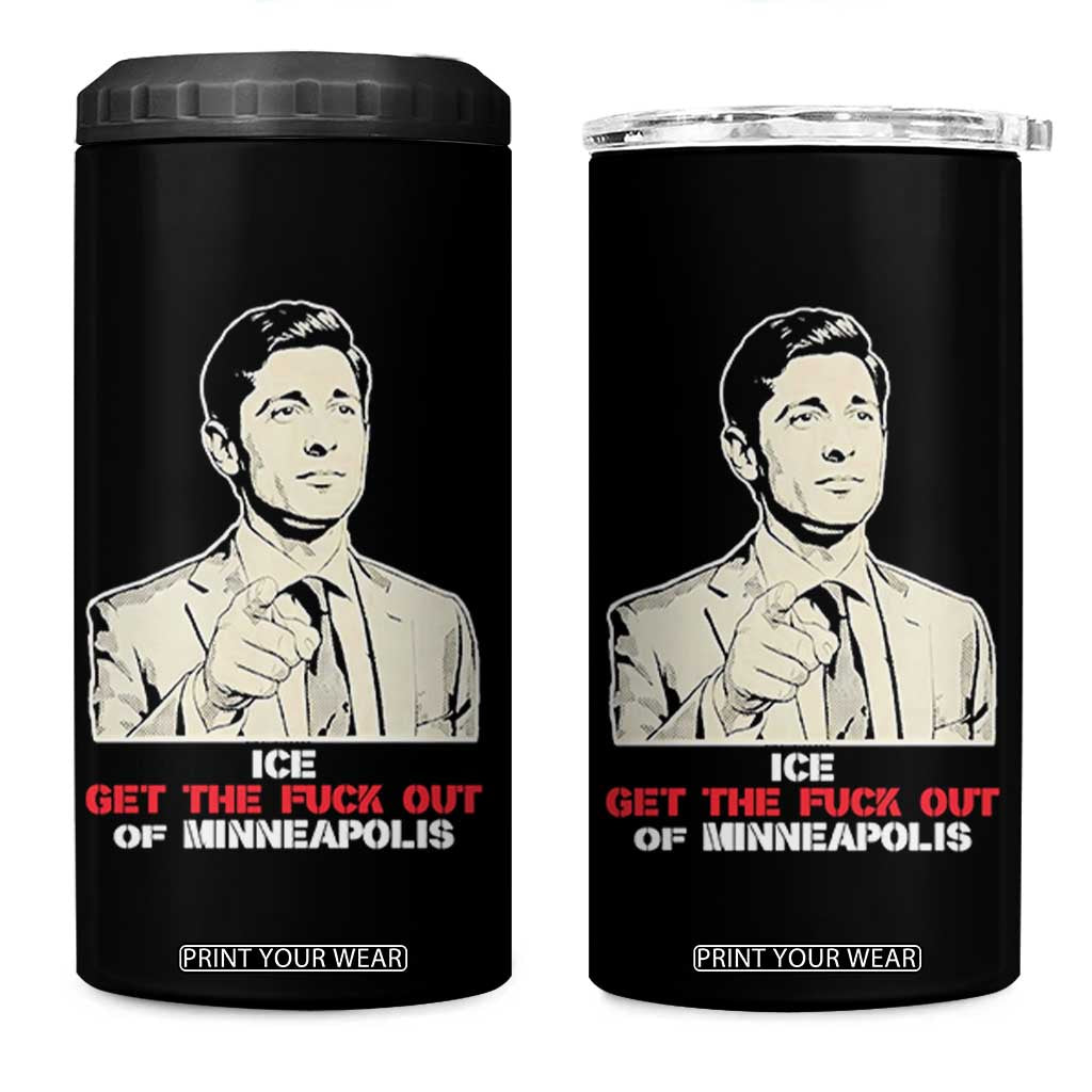 Get The F Out of Minneapolis 4 in 1 Can Cooler Tumbler Mayor Jacob Saying Civil Resistance TS02 One Size: 16 oz Black Print Your Wear