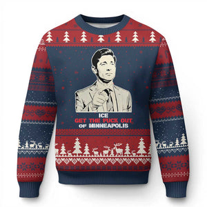 Get The F Out of Minneapolis Ugly Christmas Sweater Mayor Jacob Saying Civil Resistance TS02 Navy Red Print Your Wear